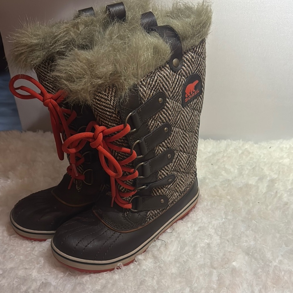 Sorel Kids' Herringbone Boots - Brown and Red